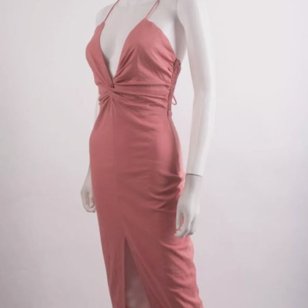 Zara Mauve Pink Satin-Look Midi Dress
